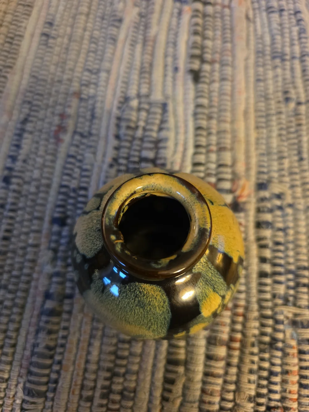 Handcrafted Brown and Yellow Glazed Ceramic Bud Vase